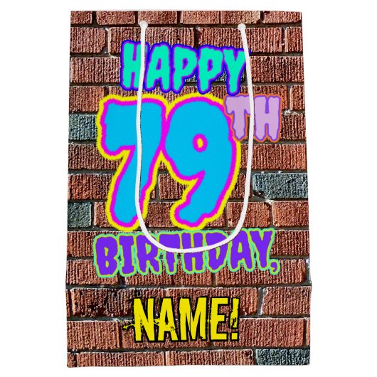 79e verjaardag: Leuk, Urban Graffiti geïnspireerd Medium Cadeauzakje (Achterkant)