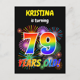 79e verjaardag - Leuk vuurwerk, Rainbow Look "79" Briefkaart