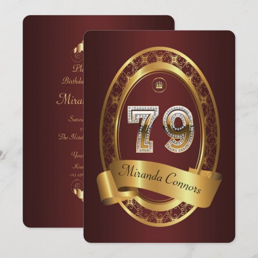 79e verjaardag, man verjaardagsfeestvrouw, elegant kaart (Voorkant / Achterkant)