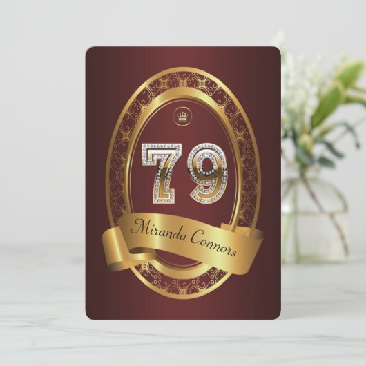 79e verjaardag, man verjaardagsfeestvrouw, elegant kaart (Staand voorkant)