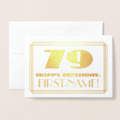 79e verjaardag; naam + Art Deco Geïnspireerd als " Folie Kaarten (Voorkant met envelop)