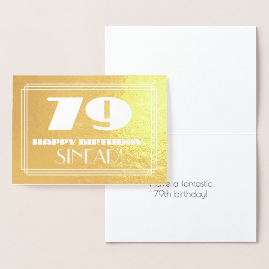 79e verjaardag: naam + Art Deco geïnspireerd look  Folie Kaarten (Display)