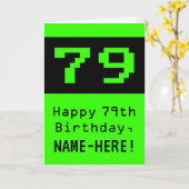 79e verjaardag: Nerdy / Geeky stijl "79" en naam Kaart (Gele Bloem)