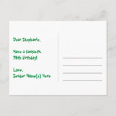 79e verjaardag: Plezier Hartjes Patroon, Regenboog Briefkaart (Achterkant)