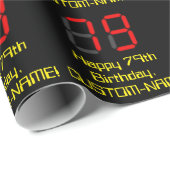 79e verjaardag: Red Digital Clock Style "79" + naa Cadeaupapier (Rol Hoek)