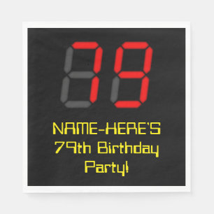 79e verjaardag: Red Digital Clock Style "79" + naa Servet