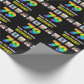 79e verjaardag: Regenboog "79"; Aangepaste foto's  Cadeaupapier (Hoek)