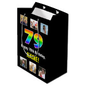 79e verjaardag: Regenboog "79", aangepaste foto's  Medium Cadeauzakje (Achterkant Gekanteld)