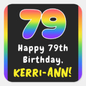 79e verjaardag: Regenboogspectrum # 79, Aangepaste Vierkante Sticker (Voorkant)