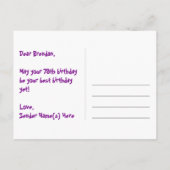 79e verjaardag: Roze strepen & harten, Regenboog 7 Briefkaart (Achterkant)