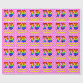 79e verjaardag: Roze strips & harten, regenboognr. Cadeaupapier (Vlak)