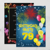 79e verjaardag Uitnodiging met ballonnen (Voorkant / Achterkant)