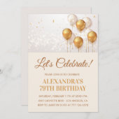 79e verjaardag Uitnodigingen Balloons Gold (Voorkant / Achterkant)