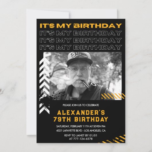 79e verjaardag uitnodigingen Mannen Fotospray verf (Voorkant)