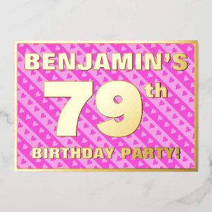 79e verjaardag van de Vogelroze harten en strips Folie Uitnodiging