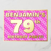 79e verjaardag van de Vogelroze harten en strips Folie Uitnodiging (Voorkant)