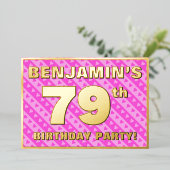 79e verjaardag van de Vogelroze harten en strips Folie Uitnodiging (Staand Voorkant)