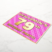 79e verjaardag van de Vogelroze harten en strips Folie Uitnodiging (Gedraaid)