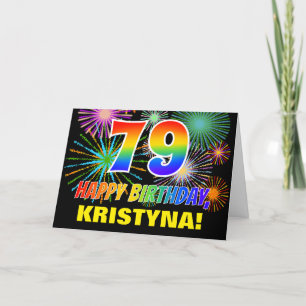 79e verjaardag: Vet, Plezier, Vuurwerk, Regenboog Kaart