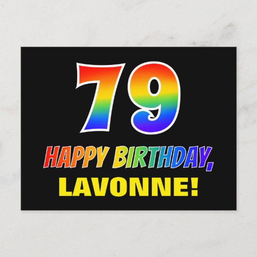 79e verjaardag: Vet, Vun, eenvoudig, Regenboog 79 Briefkaart (Voorkant)