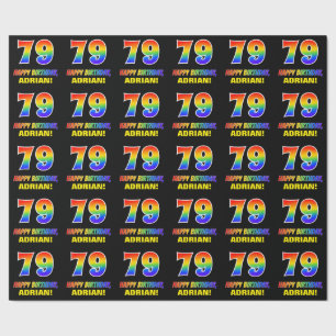79e verjaardag: Vet, Vun, eenvoudig, Regenboog 79 Cadeaupapier