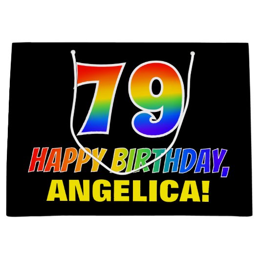 79e verjaardag: Vet, Vun, eenvoudig, Regenboog 79 Groot Cadeauzakje (Voorkant)