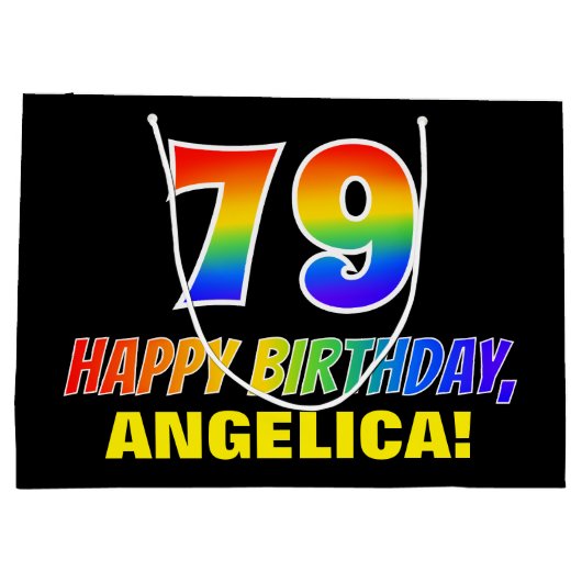 79e verjaardag: Vet, Vun, eenvoudig, Regenboog 79 Groot Cadeauzakje (Achterkant)