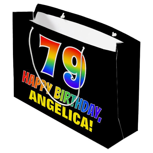 79e verjaardag: Vet, Vun, eenvoudig, Regenboog 79 Groot Cadeauzakje (Achterkant Gekanteld)
