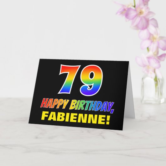 79e verjaardag: Vet, Vun, eenvoudig, Regenboog 79 Kaart (Orchidee)