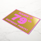 79e verjaardag - Vet, vuurtje, roze band # 79 Folie Uitnodiging (Gedraaid)