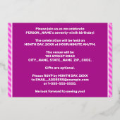 79e verjaardag - Vet, vuurtje, roze band # 79 Folie Uitnodiging (Achterkant)