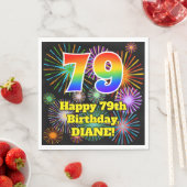 79e verjaardag: Vuurwerk Fun Pattern + Regenboog 7 Servet (Insitu)