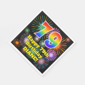 79e verjaardag: Vuurwerk Fun Pattern + Regenboog 7 Servet (Hoek)