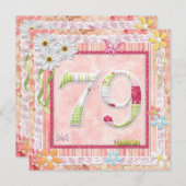 79e verjaardagsfeestje scrapbooking stijl kaart (Voorkant / Achterkant)