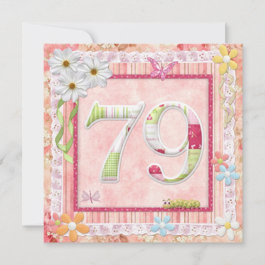 79e verjaardagsfeestje scrapbooking stijl kaart (Voorkant)