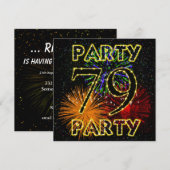 79e verjaardagsfeestuitnodiging met vuurwerk kaart (Voorkant / Achterkant)