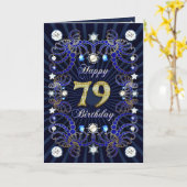 79e verjaardagskaart met juwelen kaart (Gele Bloem)