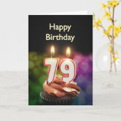 79e verjaardagskaart met kaarsen kaart (Gele Bloem)