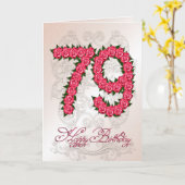 79e verjaardagskaart met rozen en bladeren kaart (Gele Bloem)