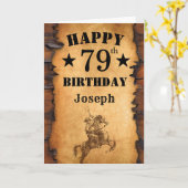 79ste verjaardag Rustieke landelijke western cowbo Kaart (Gele Bloem)