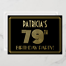 79ste verjaardagsfeest — Art Deco-stijl “79” + naa Folie Uitnodiging