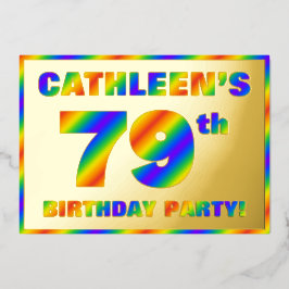 79ste verjaardagsfeest — Leuk, regenboogspectrum “ Folie Uitnodiging