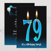 79ste verjaardagsfeestje uitnodigen kaart (Voorkant / Achterkant)