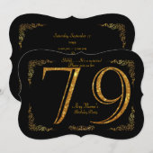 79th, Birthday party 79th, geweldige Gatsby, zwart Kaart (Voorkant / Achterkant)