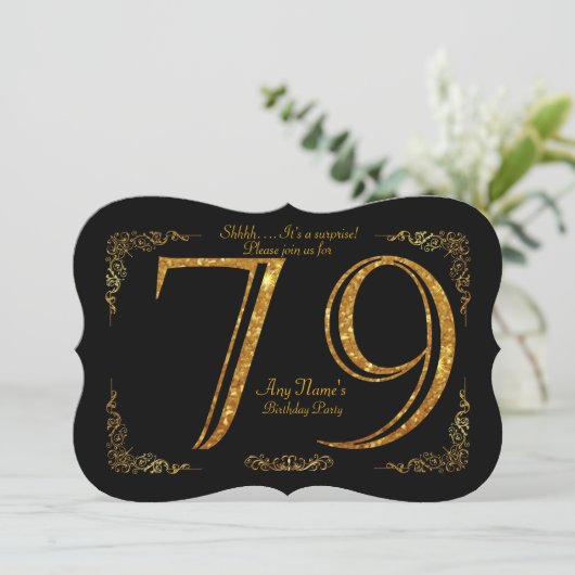 79th, Birthday party 79th, geweldige Gatsby, zwart Kaart (Staand voorkant)