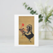 7. 大 雌 図, 若 冲 paar kippen, Jakuchu Briefkaart (Staand voorkant)