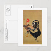 7. 大 雌 図, 若 冲 paar kippen, Jakuchu Briefkaart (Voorkant / Achterkant)