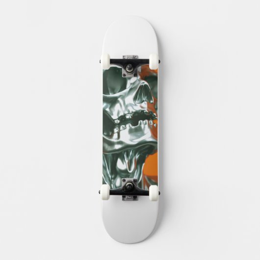 7 3/4" Zilveren Skull Skateboard (Voorkant)