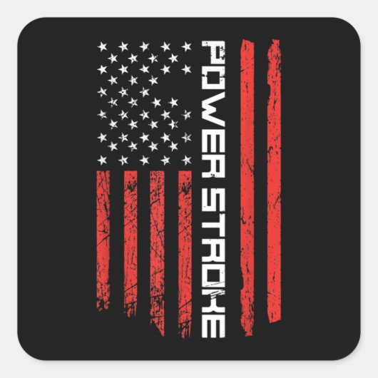 7.3 Diesel Power Stroke American Flag Powerstroke Vierkante Sticker (Voorkant)