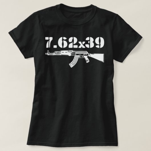 7,62x39-kaliber ammo-AK-47-Pistool T-shirt (Design voorkant)